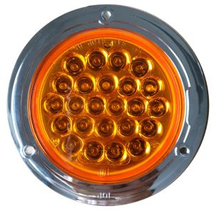 トラックのトレーラー12V 24Vのためのクロムフランジが付いている4インチの円形LED停止回転尾ライト24ダイオード